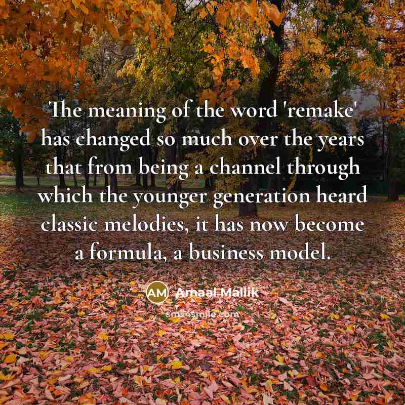 “The meaning of the word 'remake' has changed so much…” quote by Amaal Mallik