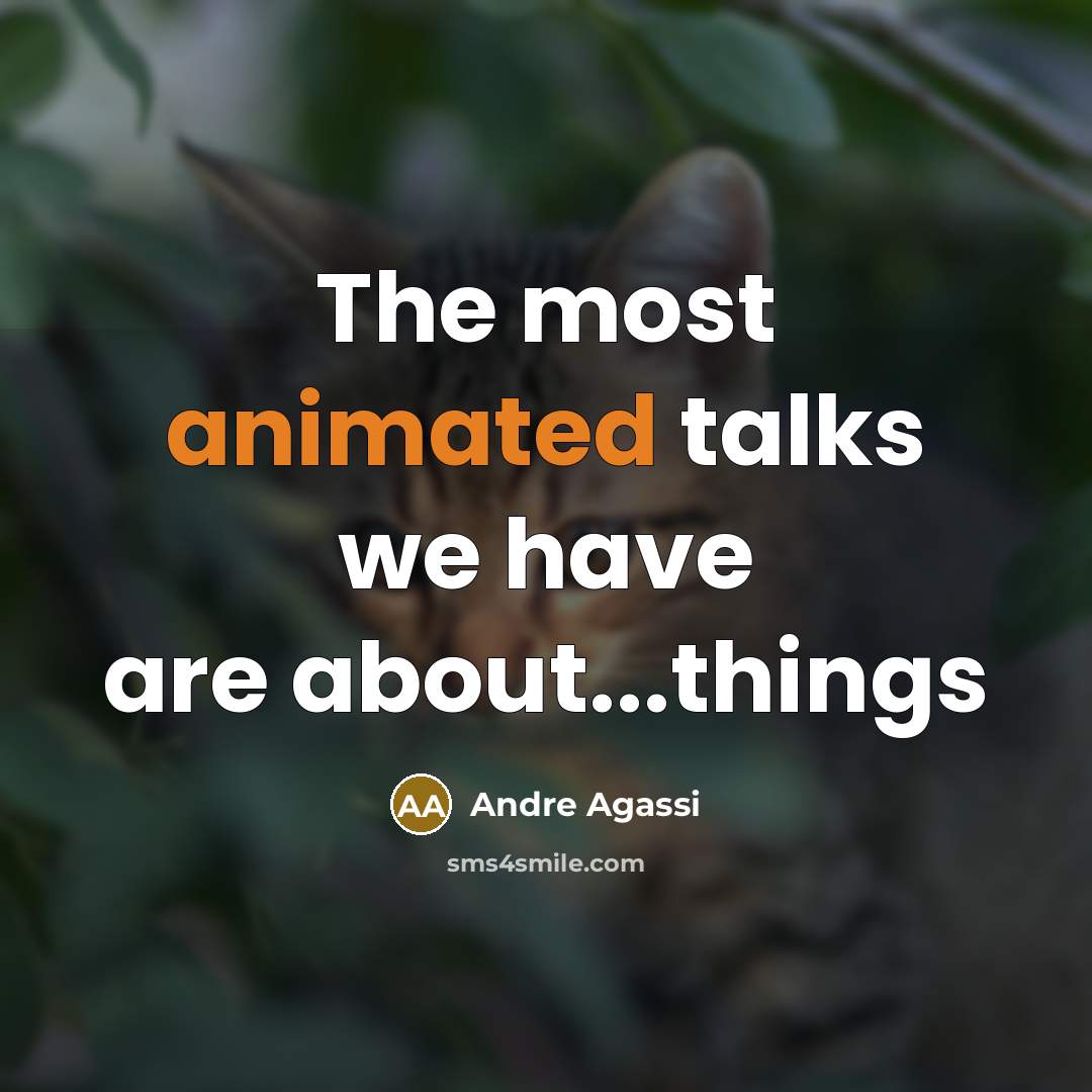 “The most animated talks we have are about...things…” quote by Andre Agassi