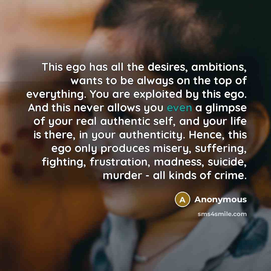 “This ego has all the desires, ambitions, wants to be…” quote by Anonymous