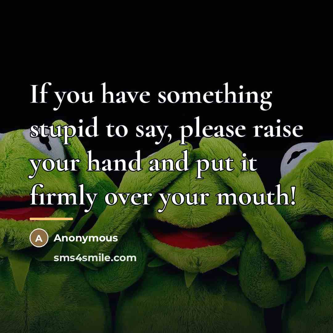 “If you have something stupid to say, please raise your…” quote by Anonymous