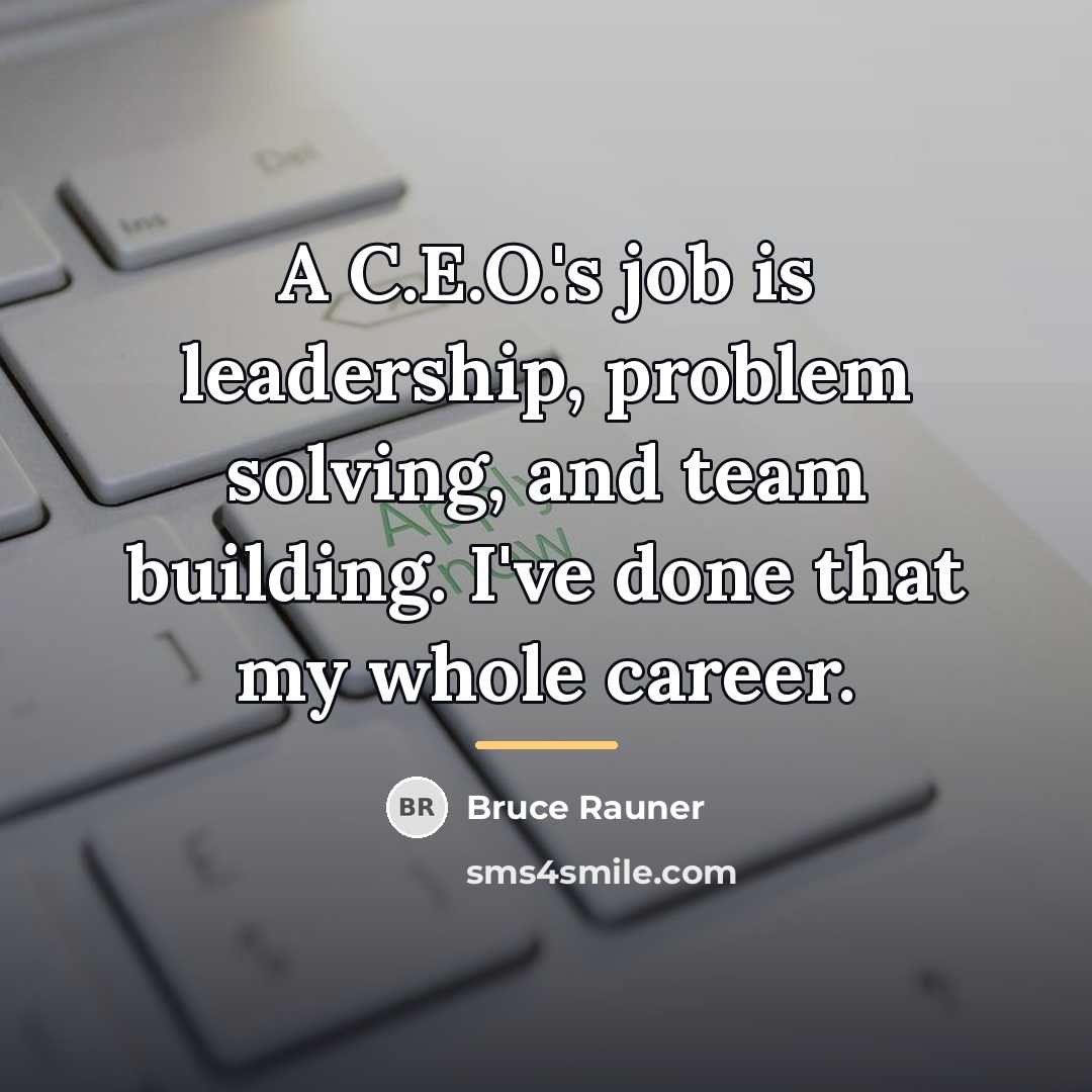 “A C.E.O.'s job is leadership, problem solving, and team building.…” quote by Bruce Rauner