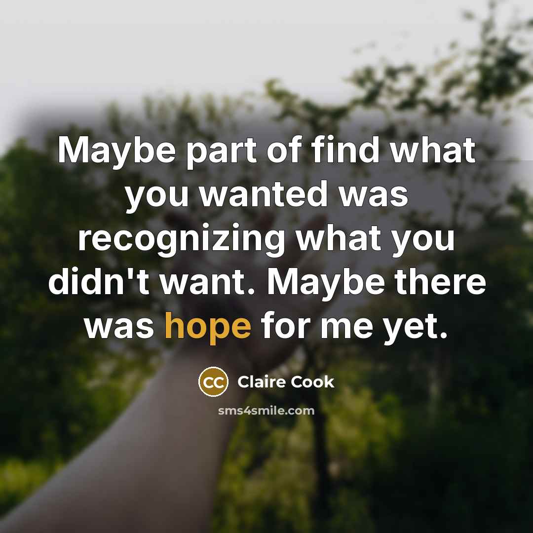 “Maybe part of find what you wanted was recognizing what…” quote by Claire Cook