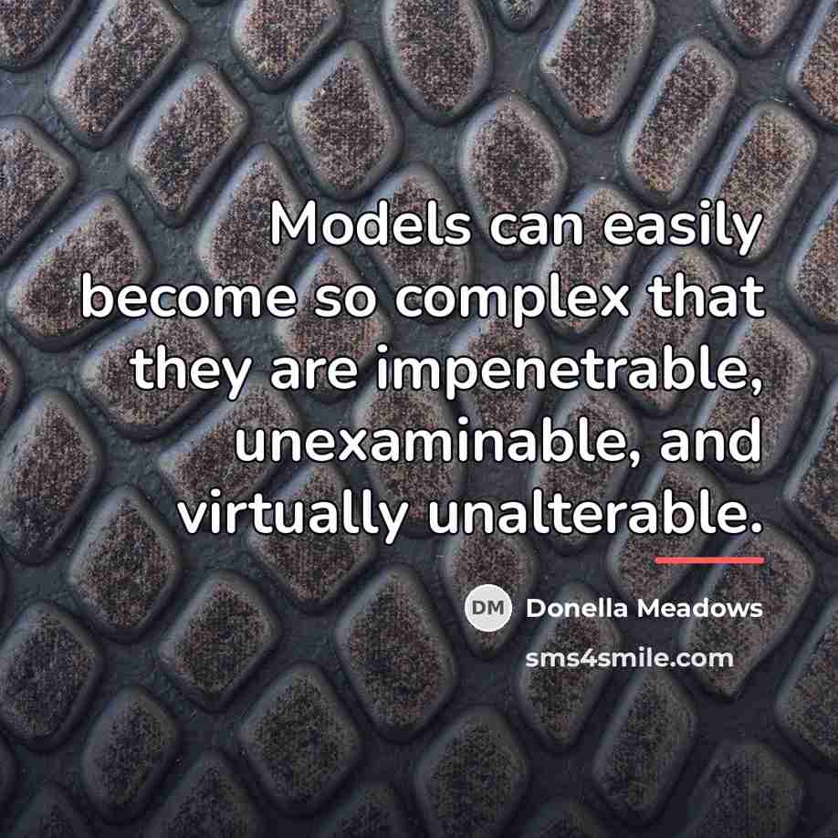 “Models can easily become so complex that they are impenetrable,…” quote by Donella Meadows