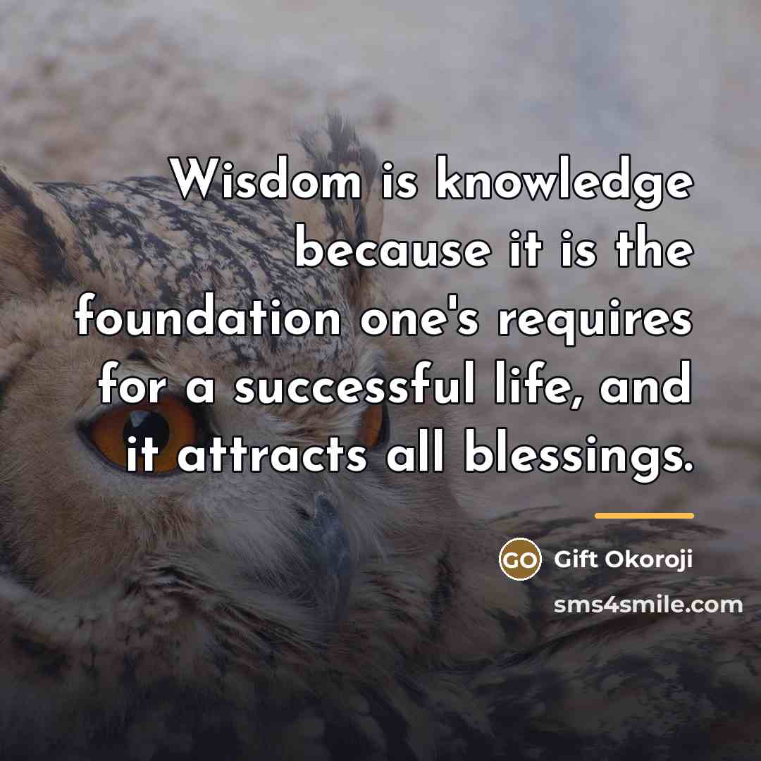 “Wisdom is knowledge because it is the foundation one's requires…” quote by Gift Okoroji