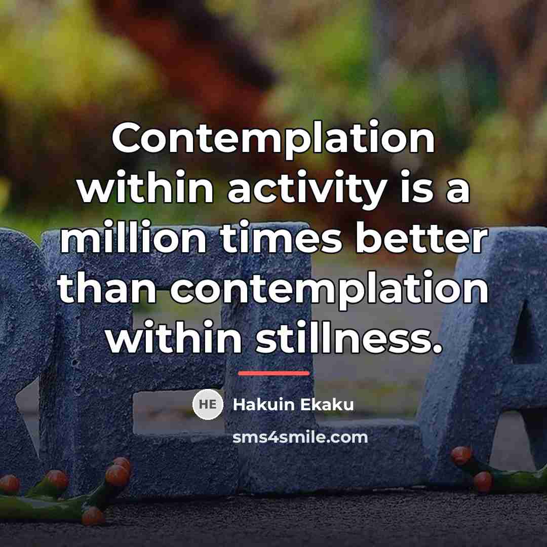 “Contemplation within activity is a million times better than contemplation…” quote by Hakuin Ekaku