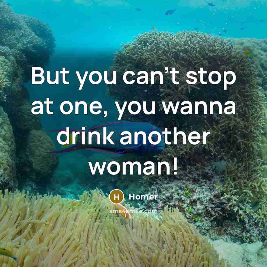 “But you can't stop at one, you wanna drink another…” quote by Homer