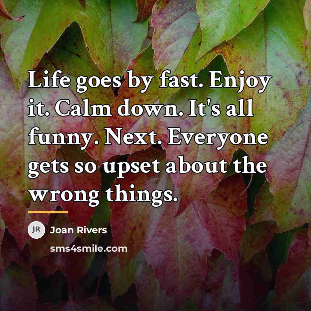 “Life goes by fast. Enjoy it. Calm down. It's all…” quote by Joan Rivers