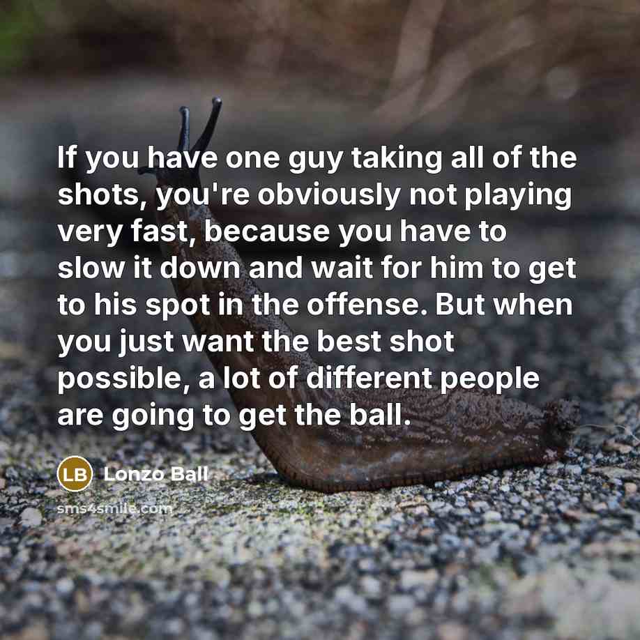 “If you have one guy taking all of the shots,…” quote by Lonzo Ball