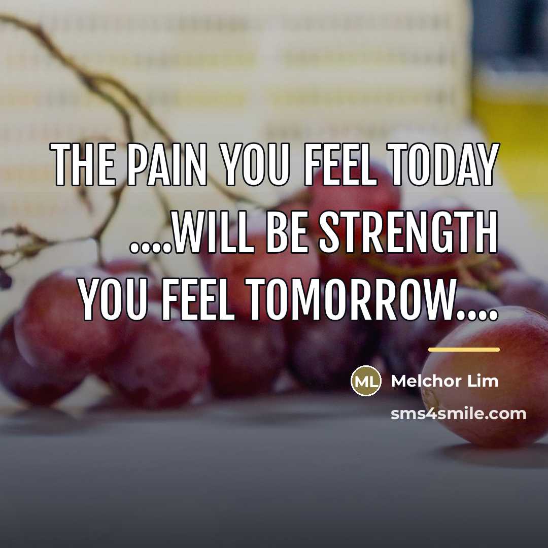 “The pain you feel today ....will be strength you feel…” quote by Melchor Lim