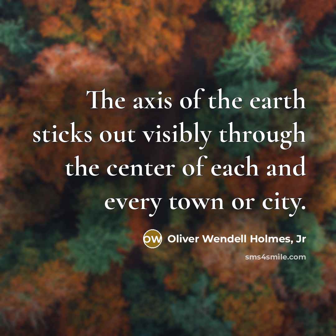 “The axis of the earth sticks out visibly through the…” quote by Oliver Wendell Holmes, Jr