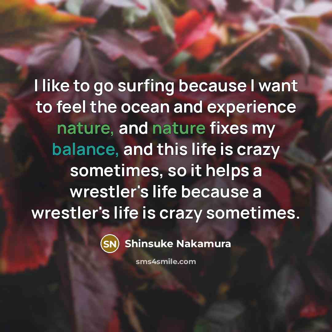 “I like to go surfing because I want to feel…” quote by Shinsuke Nakamura