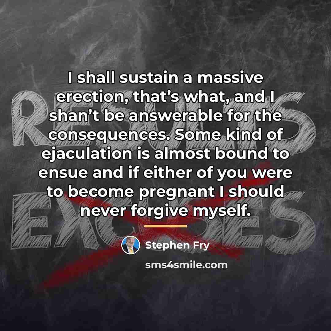 “I shall sustain a massive erection, that’s what, and I…” quote by Stephen Fry