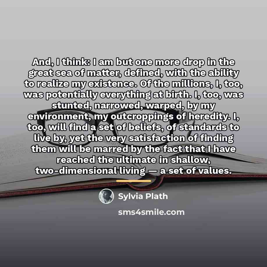 “And, I think: I am but one more drop in…” quote by Sylvia Plath