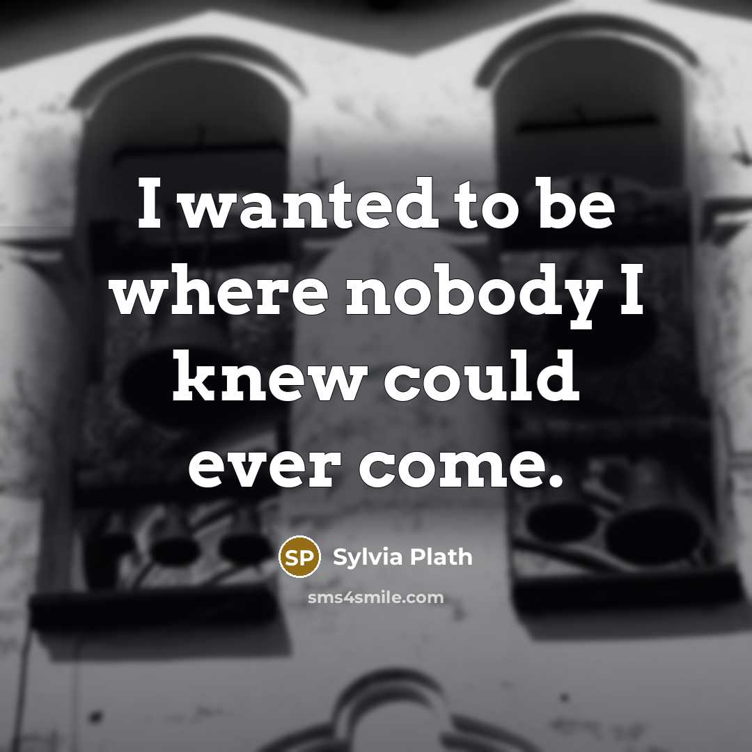 “I wanted to be where nobody I knew could ever…” quote by Sylvia Plath