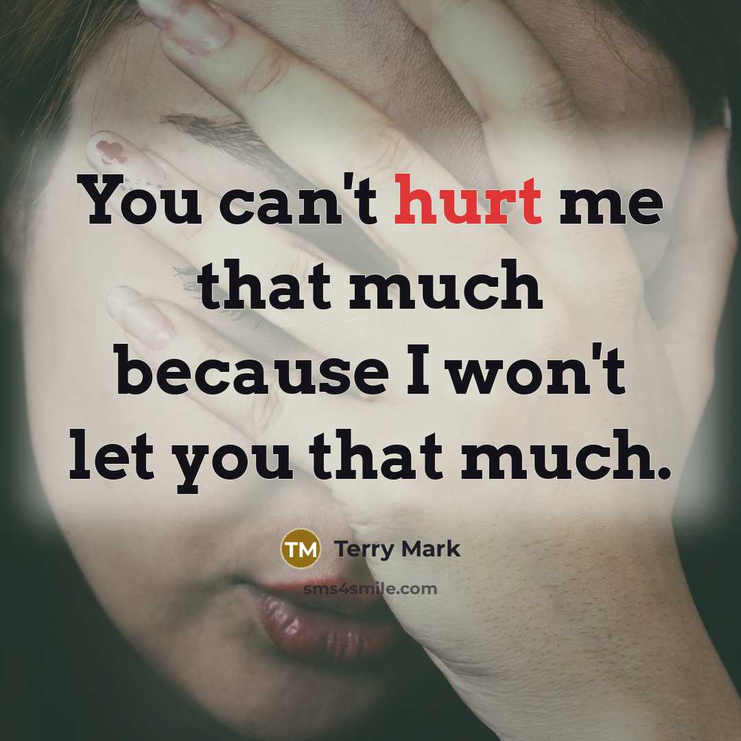 “You can't hurt me that much because I won't let…” quote by Terry Mark