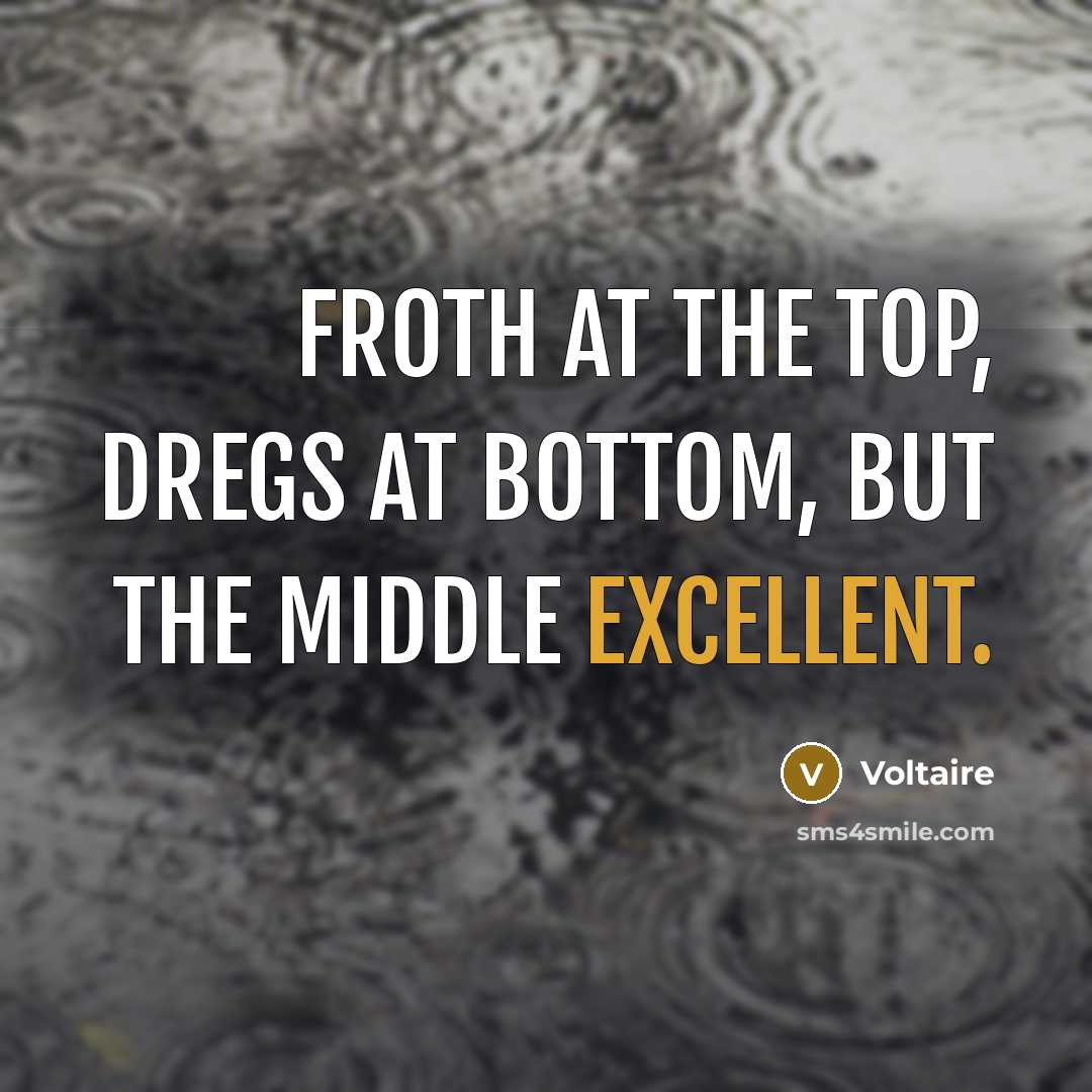 “Froth at the top, dregs at bottom, but the middle…” quote by Voltaire