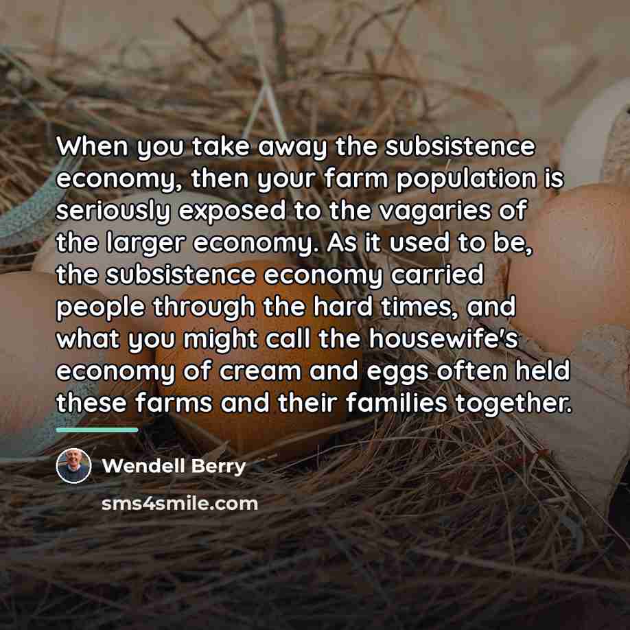 “When you take away the subsistence economy, then your farm…” quote by Wendell Berry