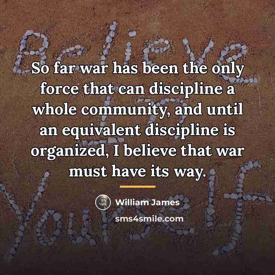 “So far war has been the only force that can…” quote by William James
