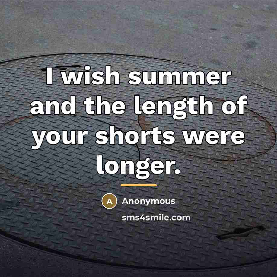 “I wish summer and the length of your shorts were…” quote by Anonymous