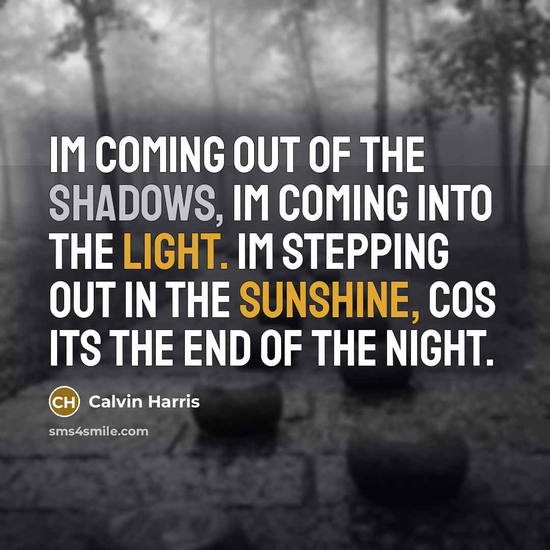 “Im coming out of the shadows, Im coming into the…” quote by Calvin Harris