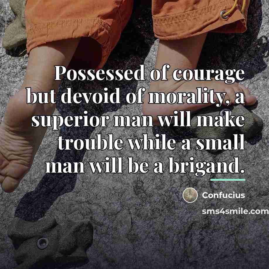 “Possessed of courage but devoid of morality, a superior man…” quote by Confucius
