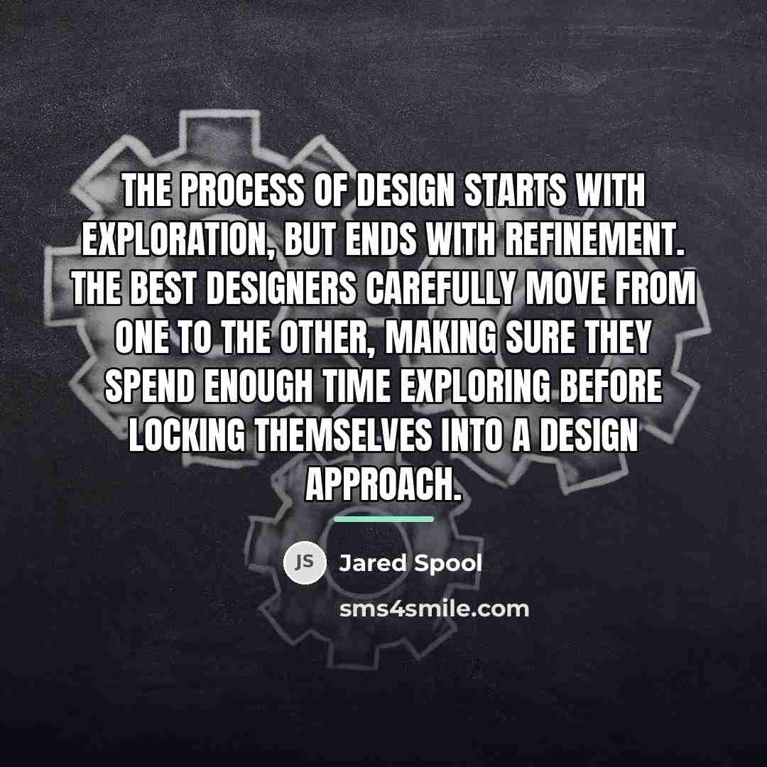 “The process of design starts with exploration, but ends with…” quote by Jared Spool