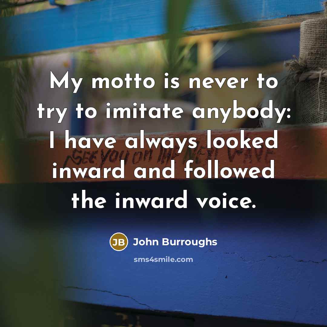 “My motto is never to try to imitate anybody: I…” quote by John Burroughs