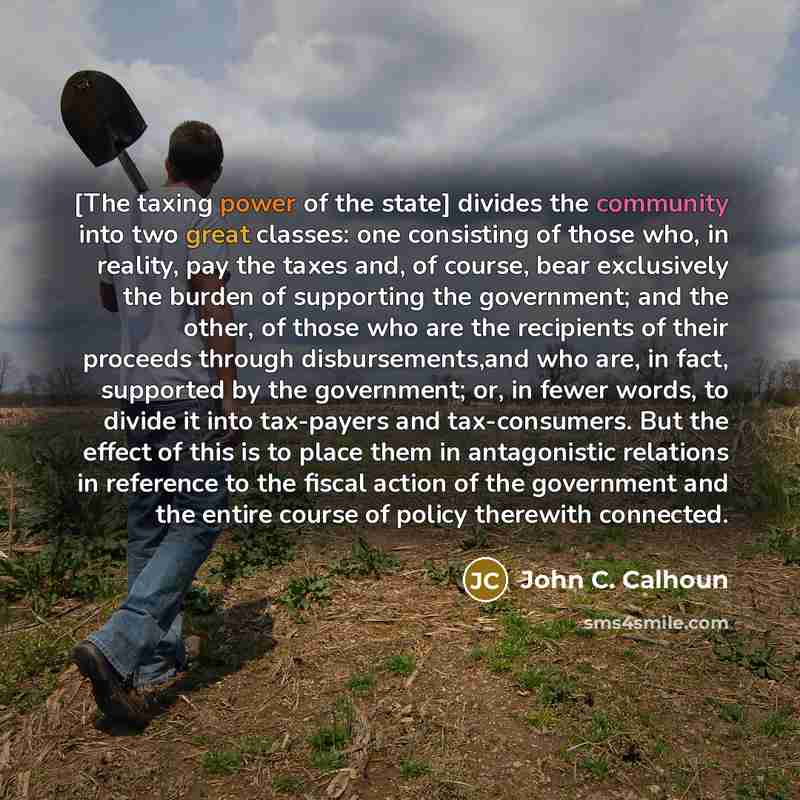 “[The taxing power of the state] divides the community into…” quote by John C. Calhoun