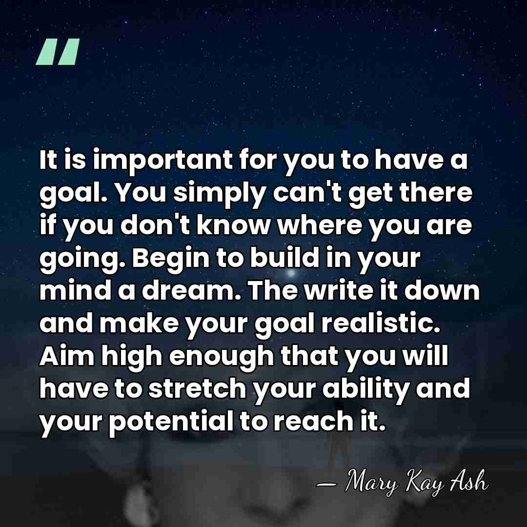 It is important for you to have a goal. You simply can't&hellip; - Mary Kay Ash