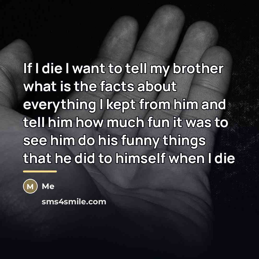 “If I die I want to tell my brother what…” quote by Me