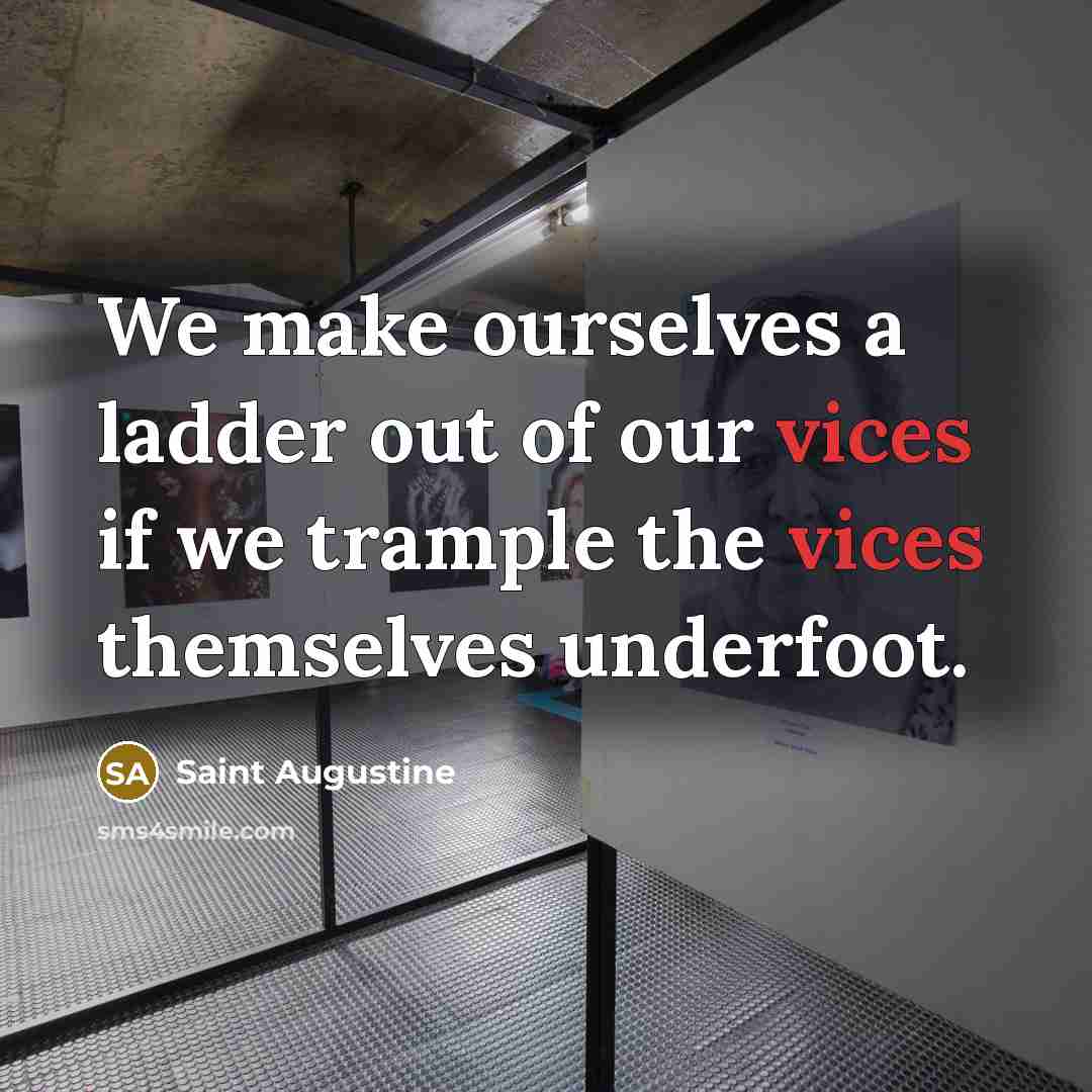 “We make ourselves a ladder out of our vices if we trample the vices themselves underfoot.” quote by Saint Augustine