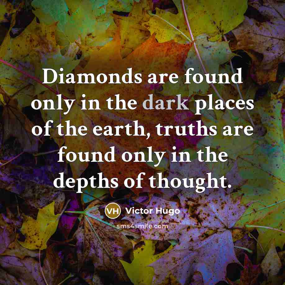 “Diamonds are found only in the dark places of the…” quote by Victor Hugo