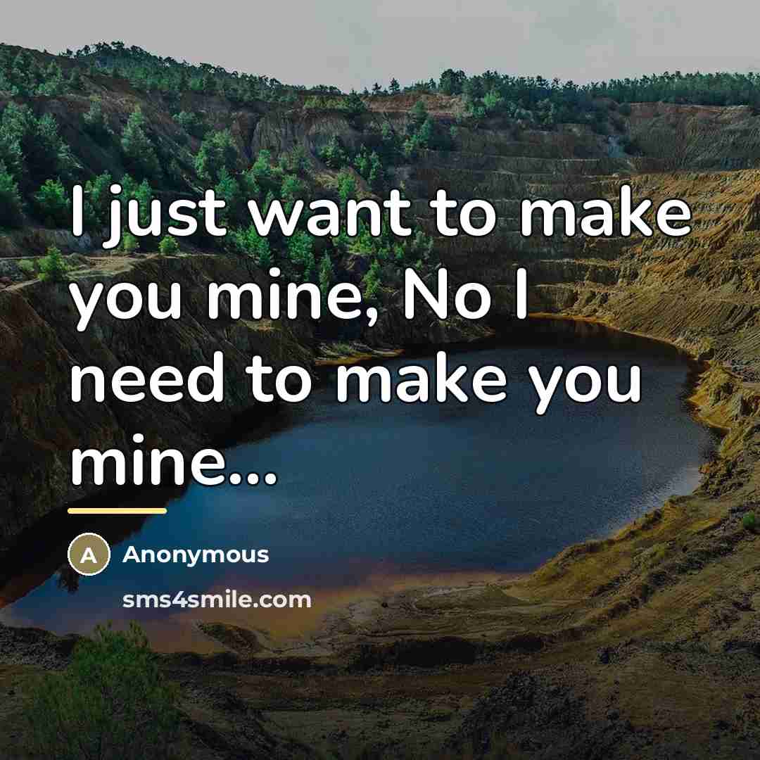 “I just want to make you mine, No I need…” quote by Anonymous