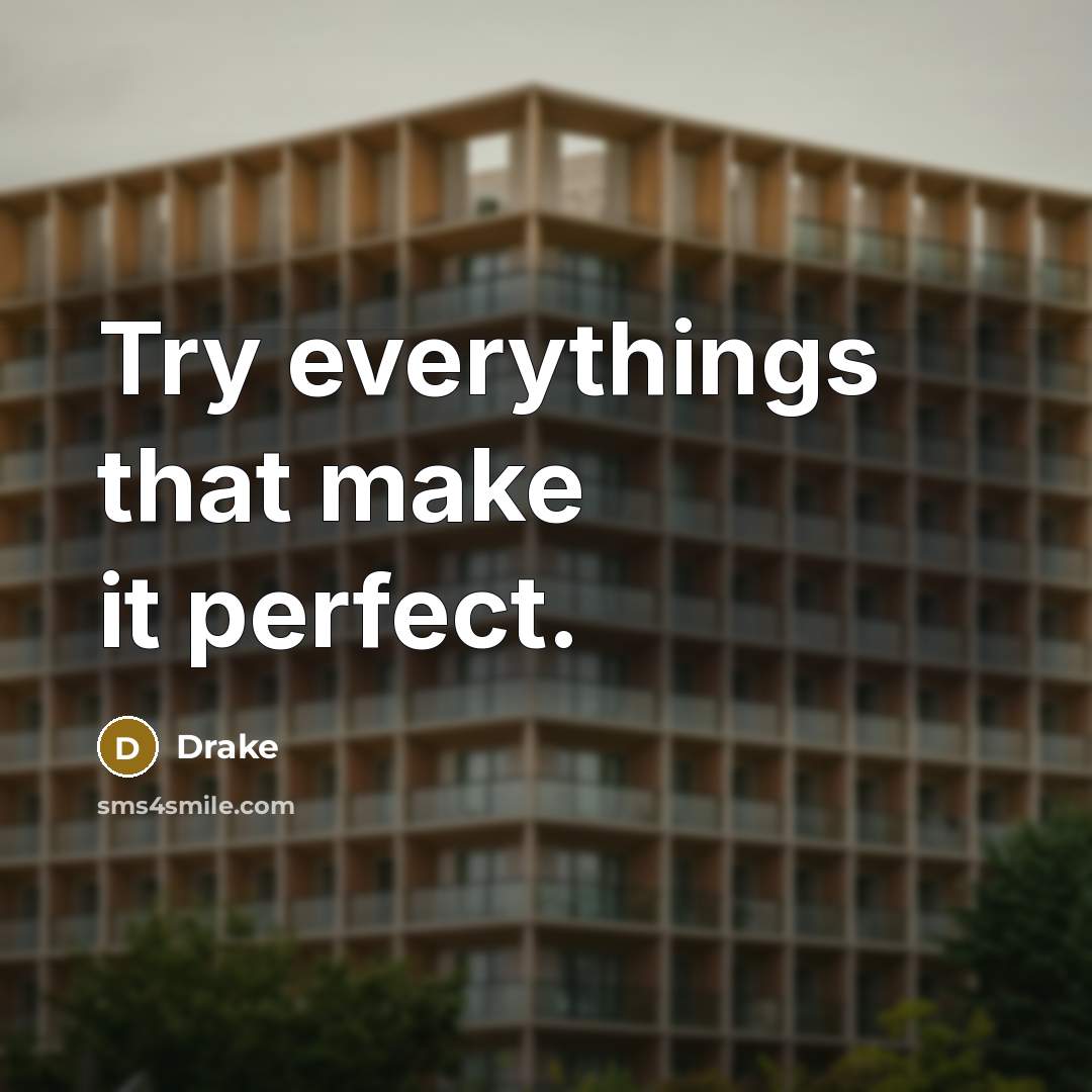 “Try everythings that make it perfect.” quote by Drake