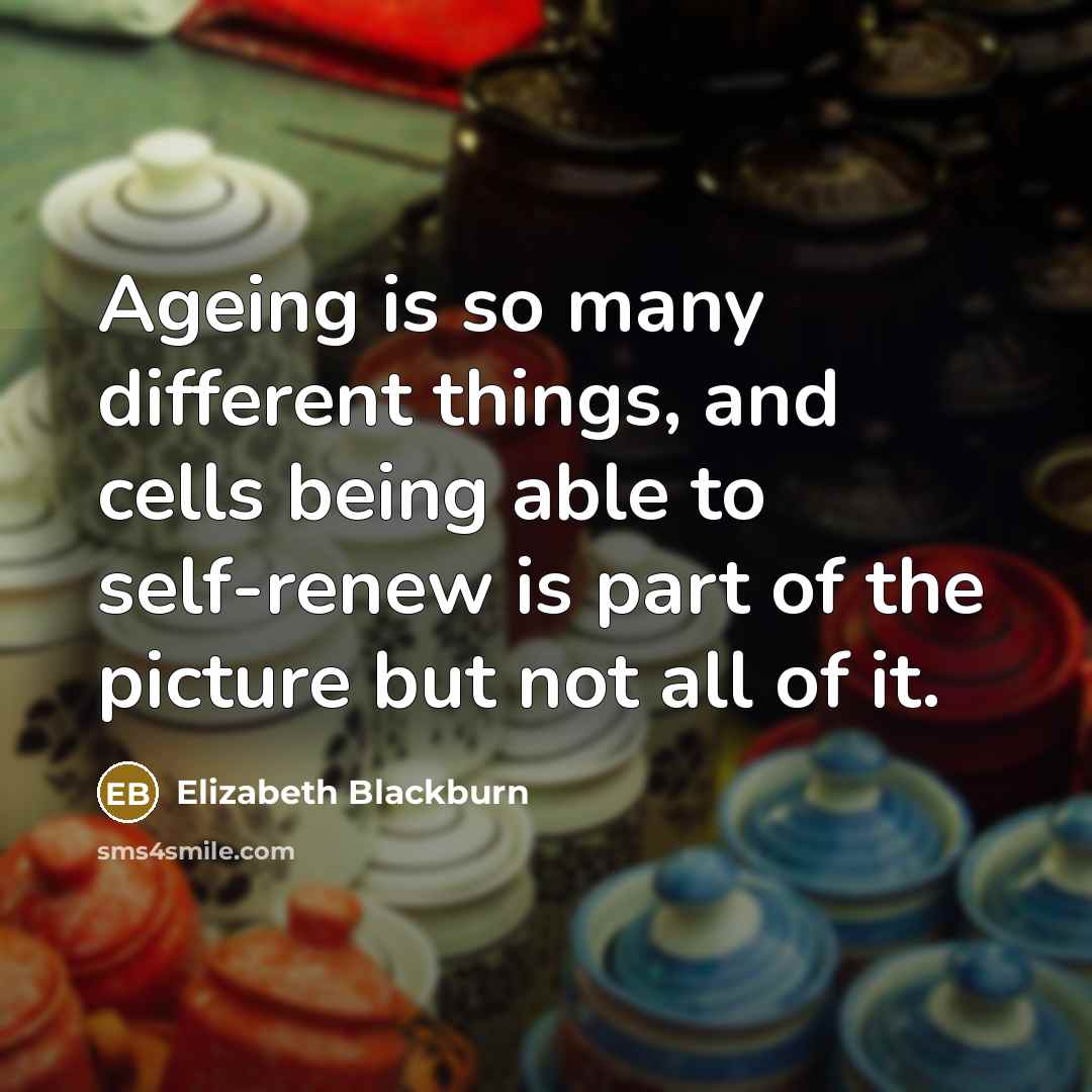 “Ageing is so many different things, and cells being able to self-renew is part of the picture but not all of it.” quote by Elizabeth Blackburn