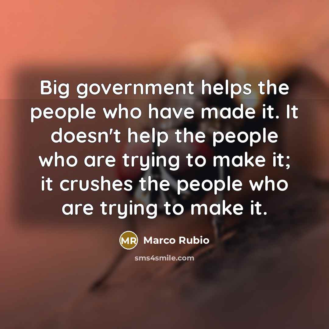 “Big government helps the people who have made it. It…” quote by Marco Rubio