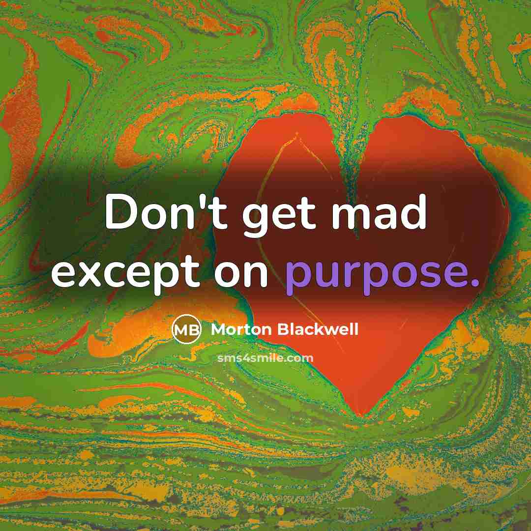 “Don't get mad except on purpose.…” quote by Morton Blackwell