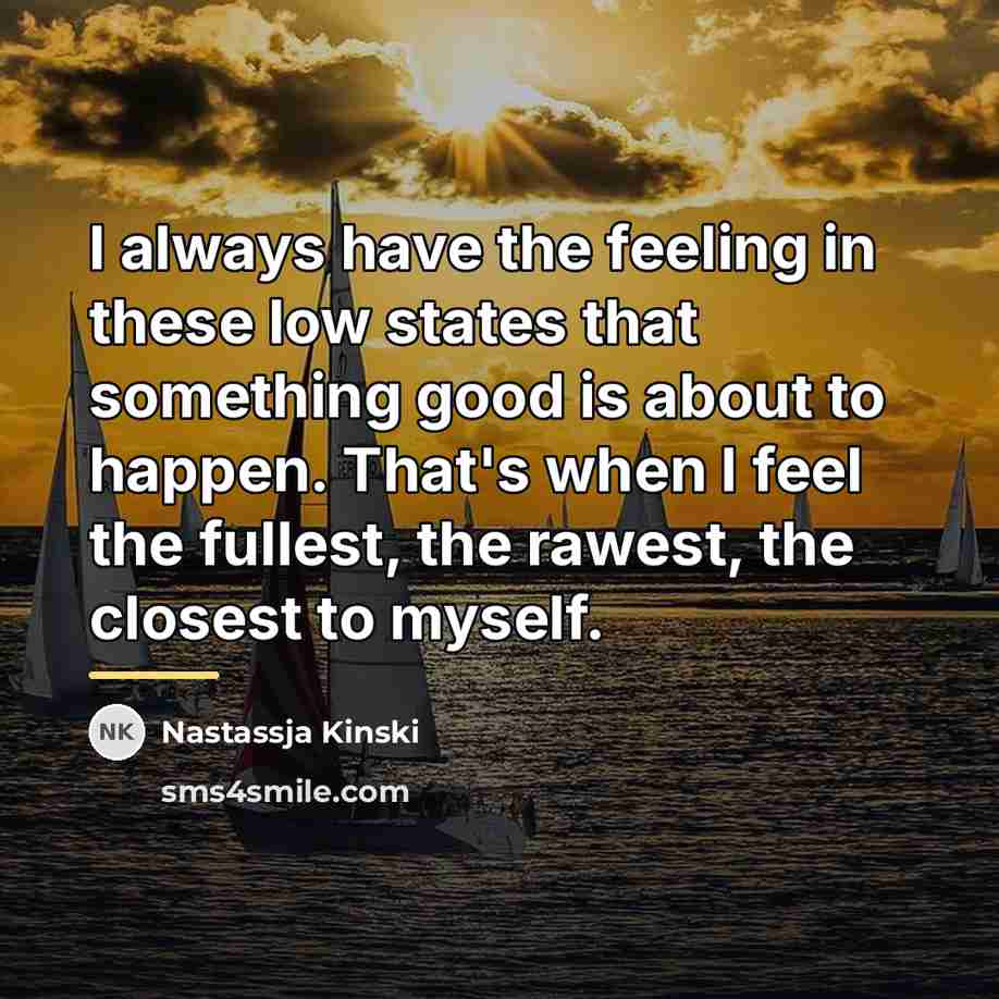 “I always have the feeling in these low states that…” quote by Nastassja Kinski