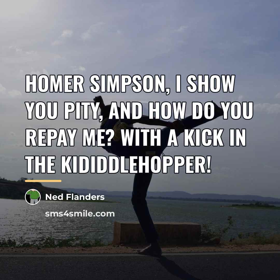 “Homer Simpson, I show you pity, and how do you…” quote by Ned Flanders
