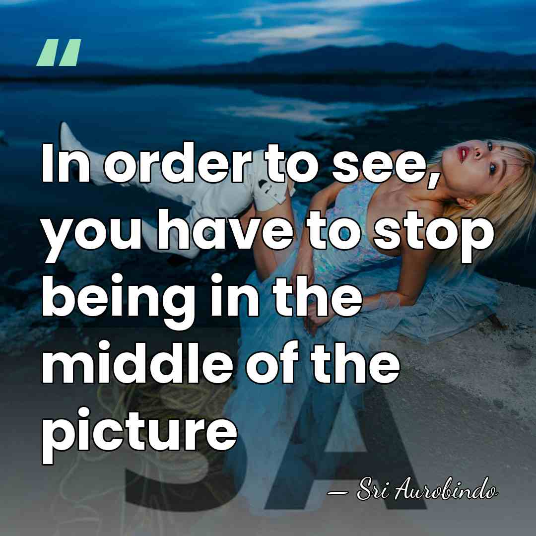 In order to see, you have to stop being in the middle&hellip; - Sri Aurobindo
