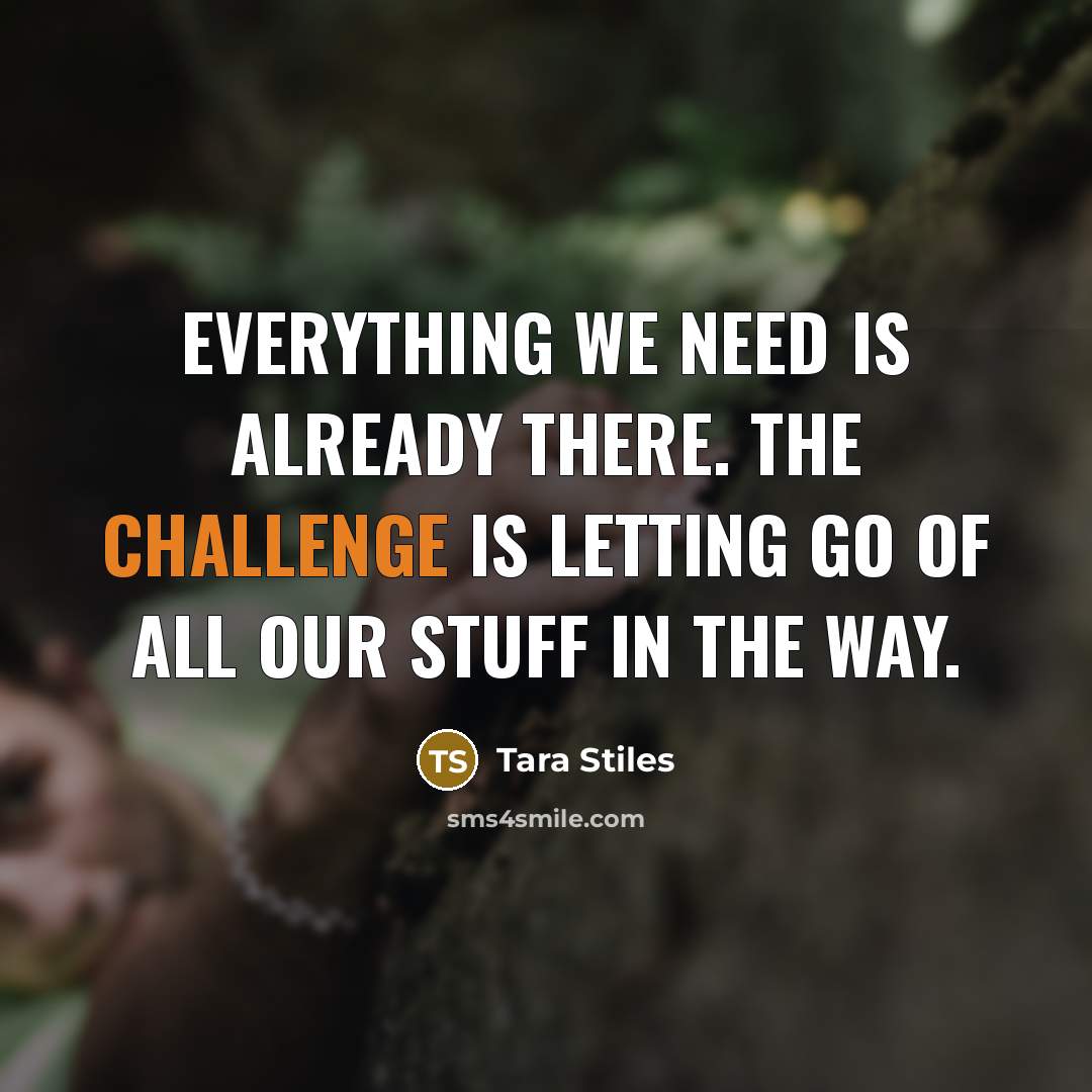 “Everything we need is already there. The challenge is letting go of all our stuff in the way.” quote by Tara Stiles