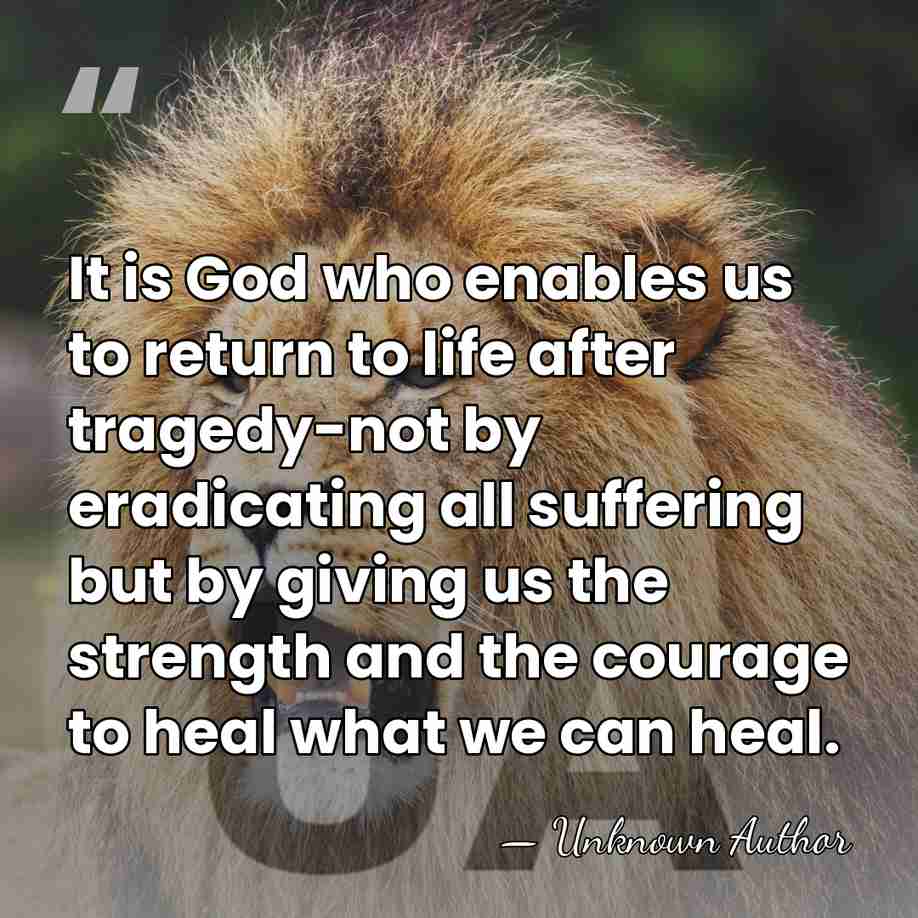 It is God who enables us to return to life after tragedy-not&hellip; - Unknown Author