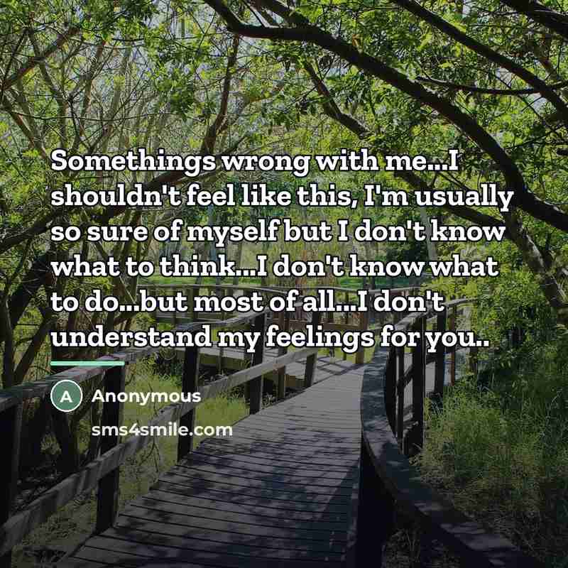 “Somethings wrong with me...I shouldn't feel like this, I'm usually…” quote by Anonymous
