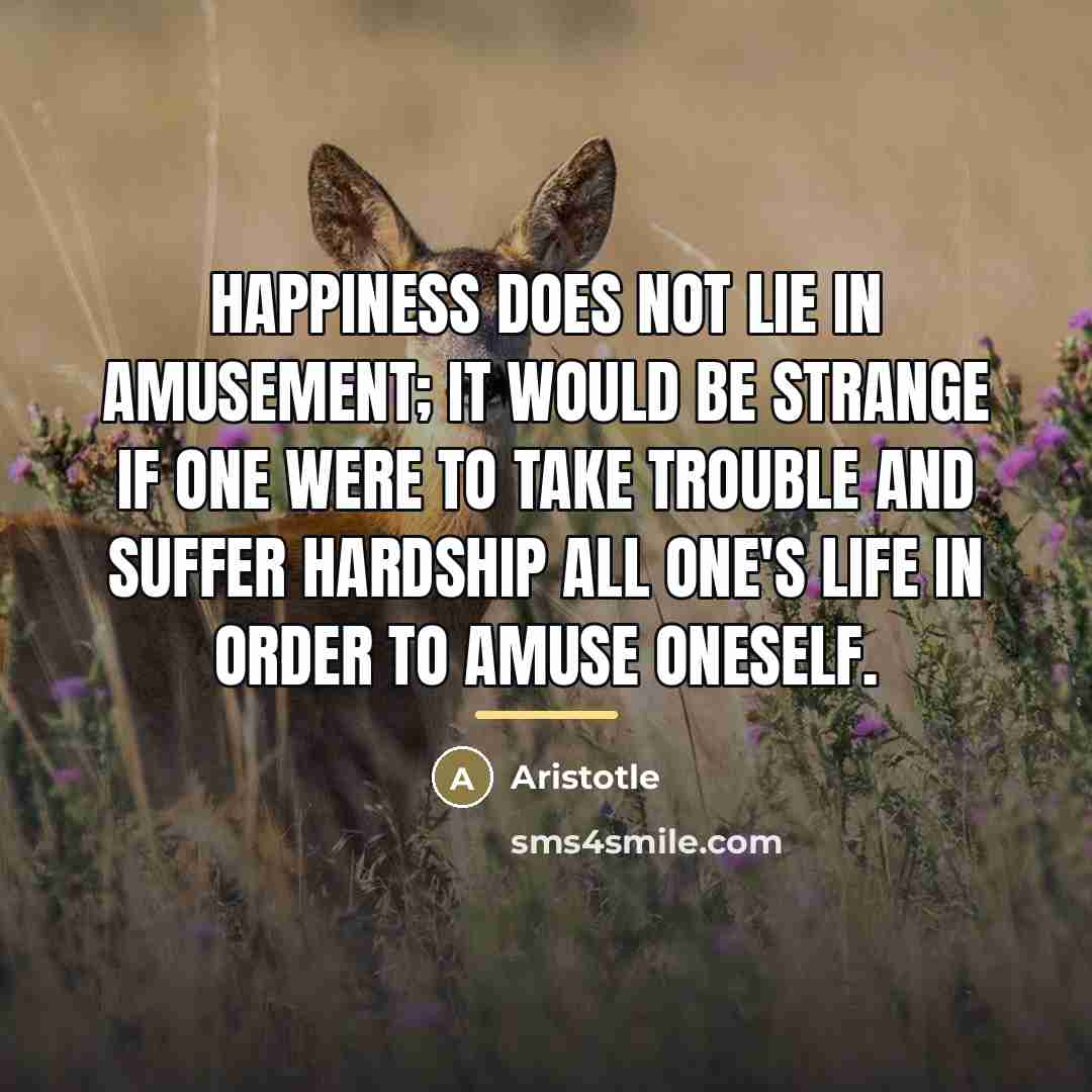 “Happiness does not lie in amusement; it would be strange…” quote by Aristotle