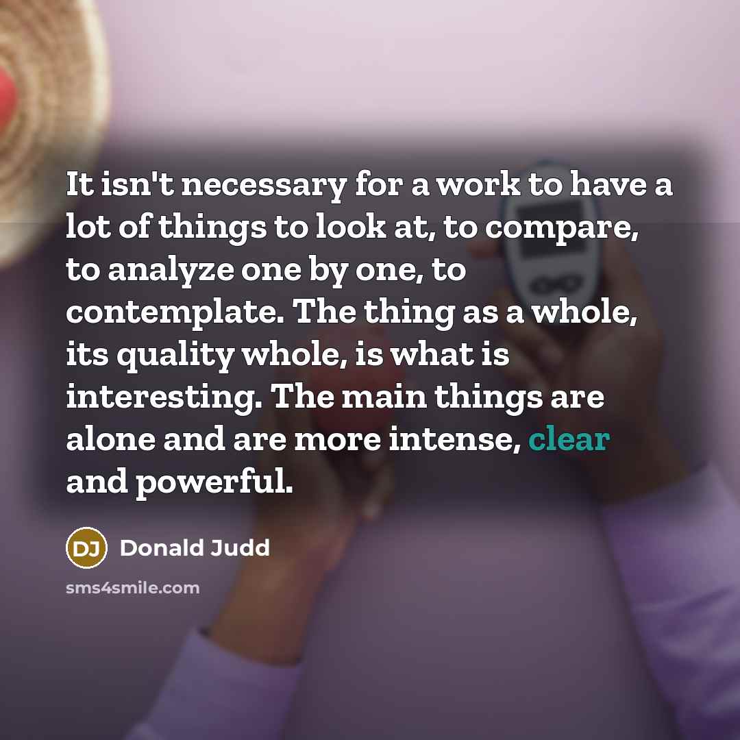 “It isn't necessary for a work to have a lot…” quote by Donald Judd