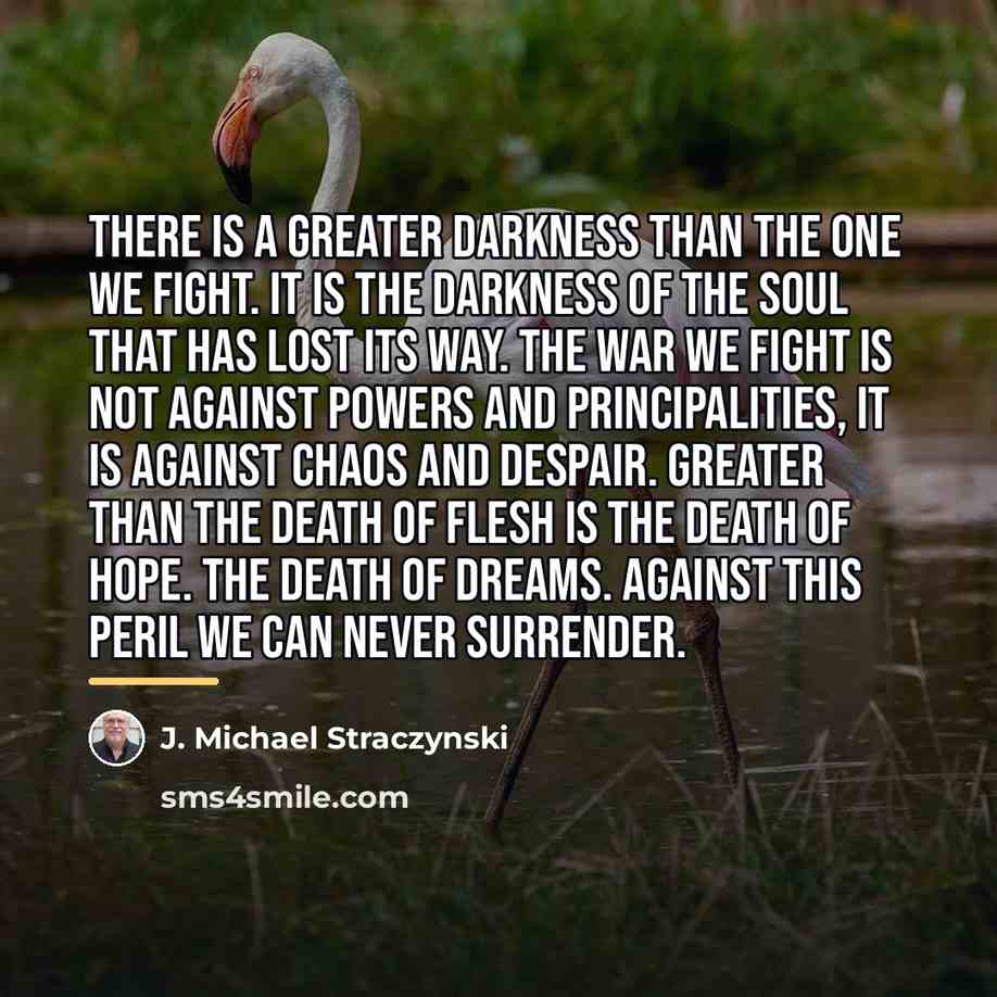 “There is a greater darkness than the one we fight.…” quote by J. Michael Straczynski