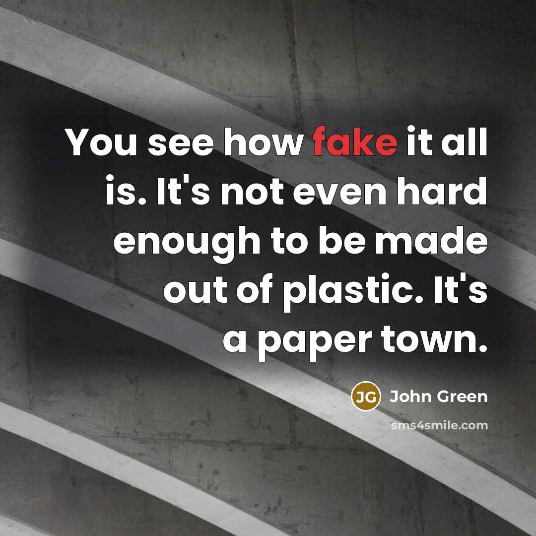 “You see how fake it all is. It's not even…” quote by John Green