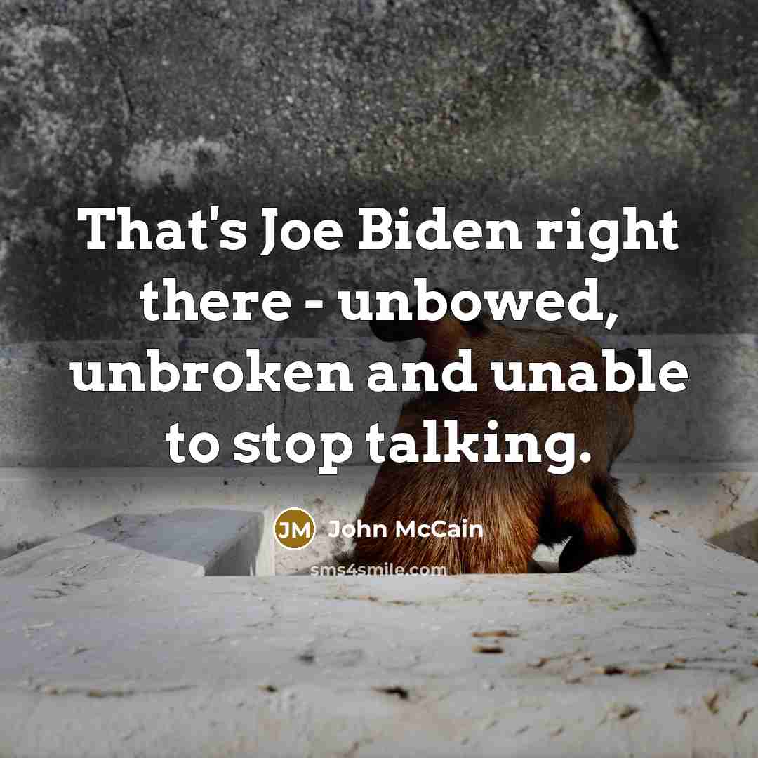 “That's Joe Biden right there - unbowed, unbroken and unable…” quote by John McCain