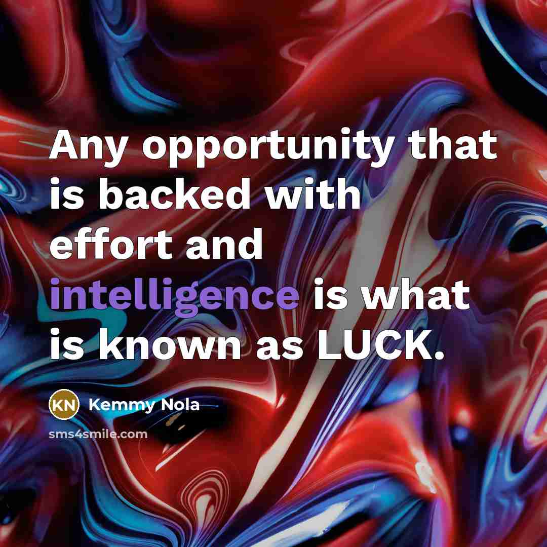 “Any opportunity that is backed with effort and intelligence is…” quote by Kemmy Nola