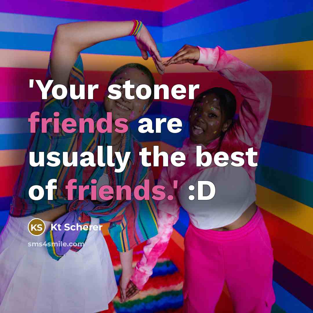 “'Your stoner friends are usually the best of friends.' :D” quote by Kt Scherer